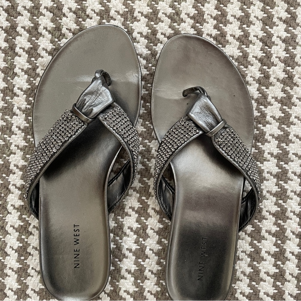 Pewter flat sandles